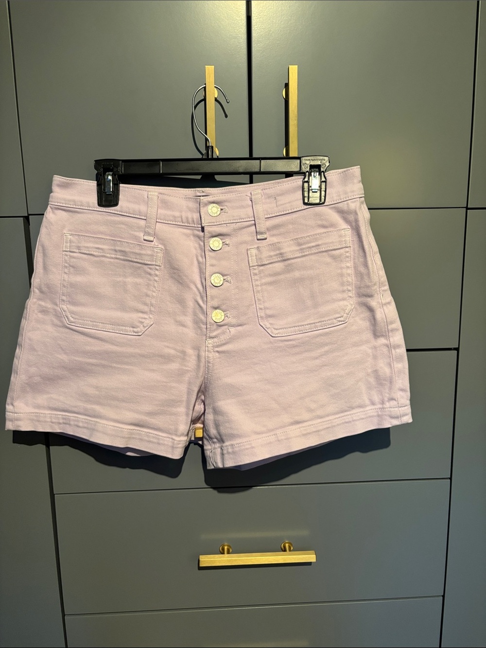 Lavender shorts with button front
